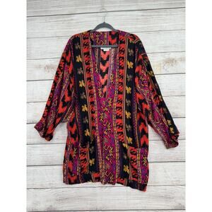 Vintage Sharon Anthony Open Front BOHO Print Kimono Top Womens 18W Multicolor